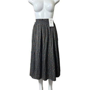 Croft & Barrow Blue and Orange floral Midi Skirt NWT SZ XS